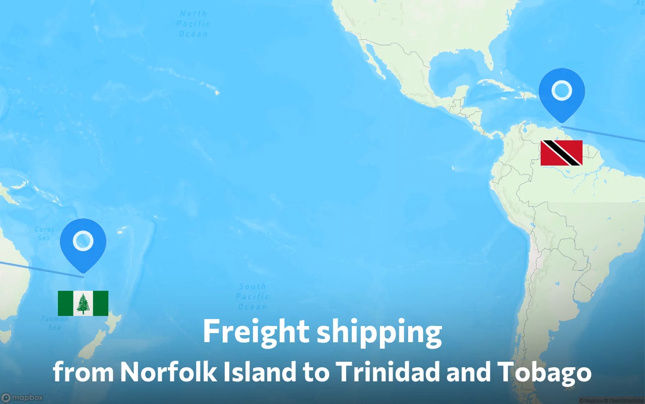 Shipping route from Norfolk Island to Trinidad and Tobago