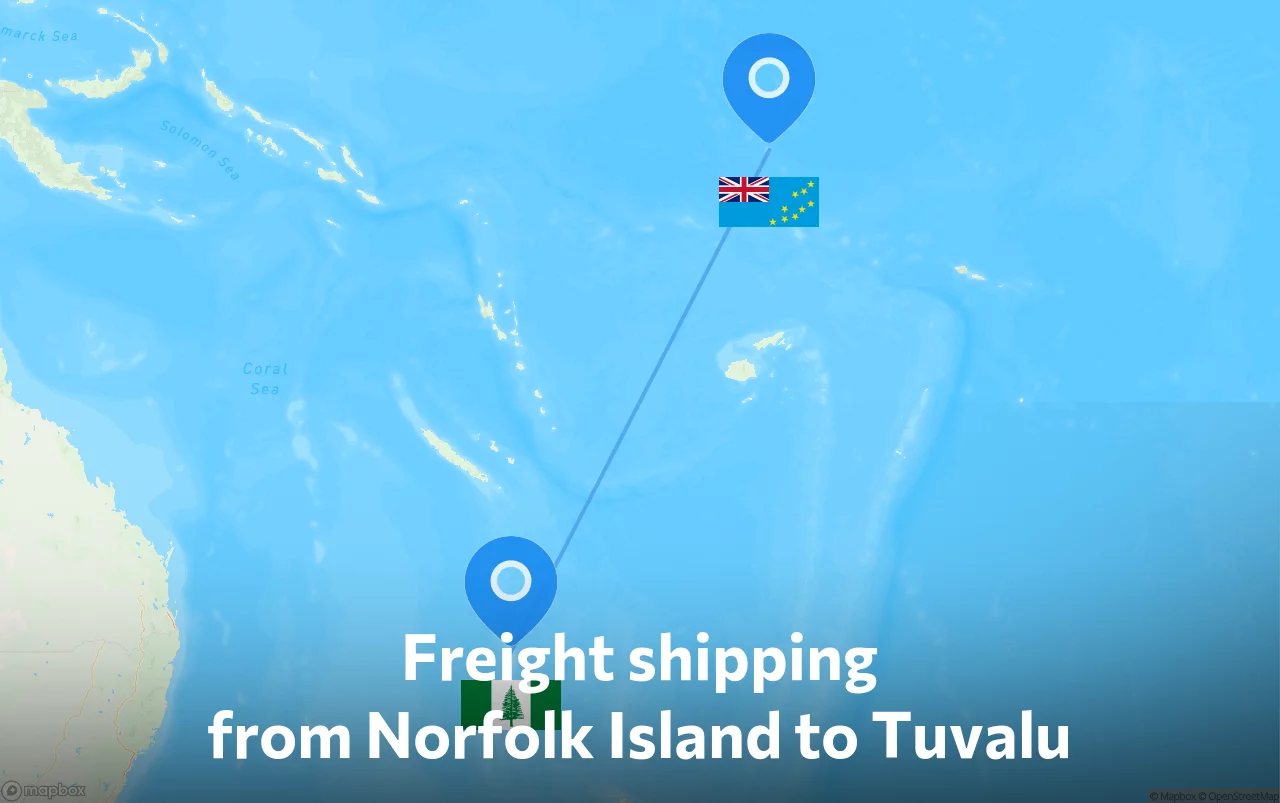 Shipping route from Norfolk Island to Tuvalu