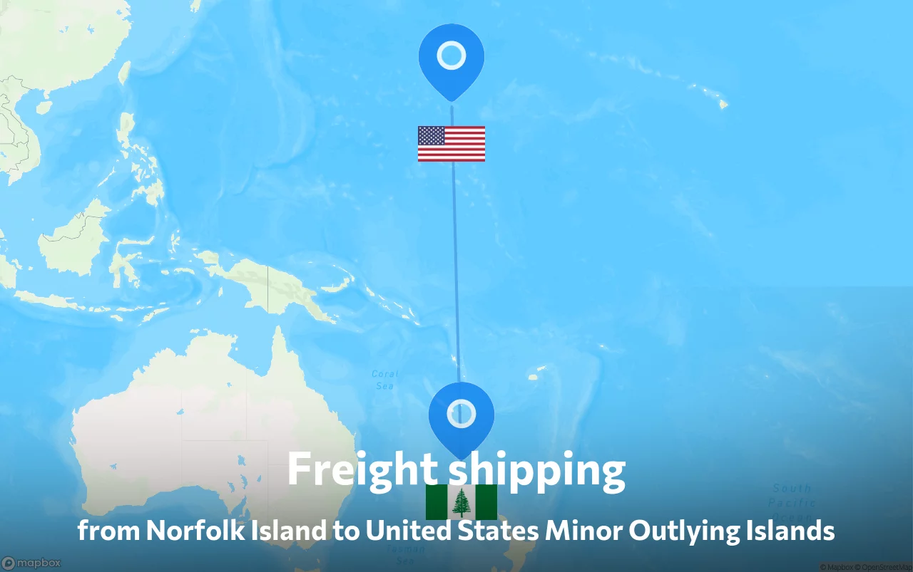 Shipping route from Norfolk Island to United States Minor Outlying Islands
