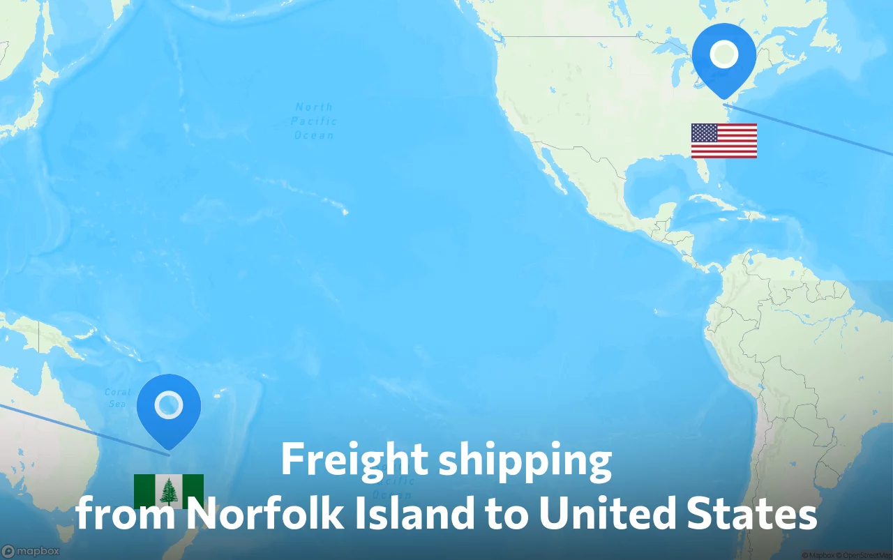 Shipping route from Norfolk Island to United States
