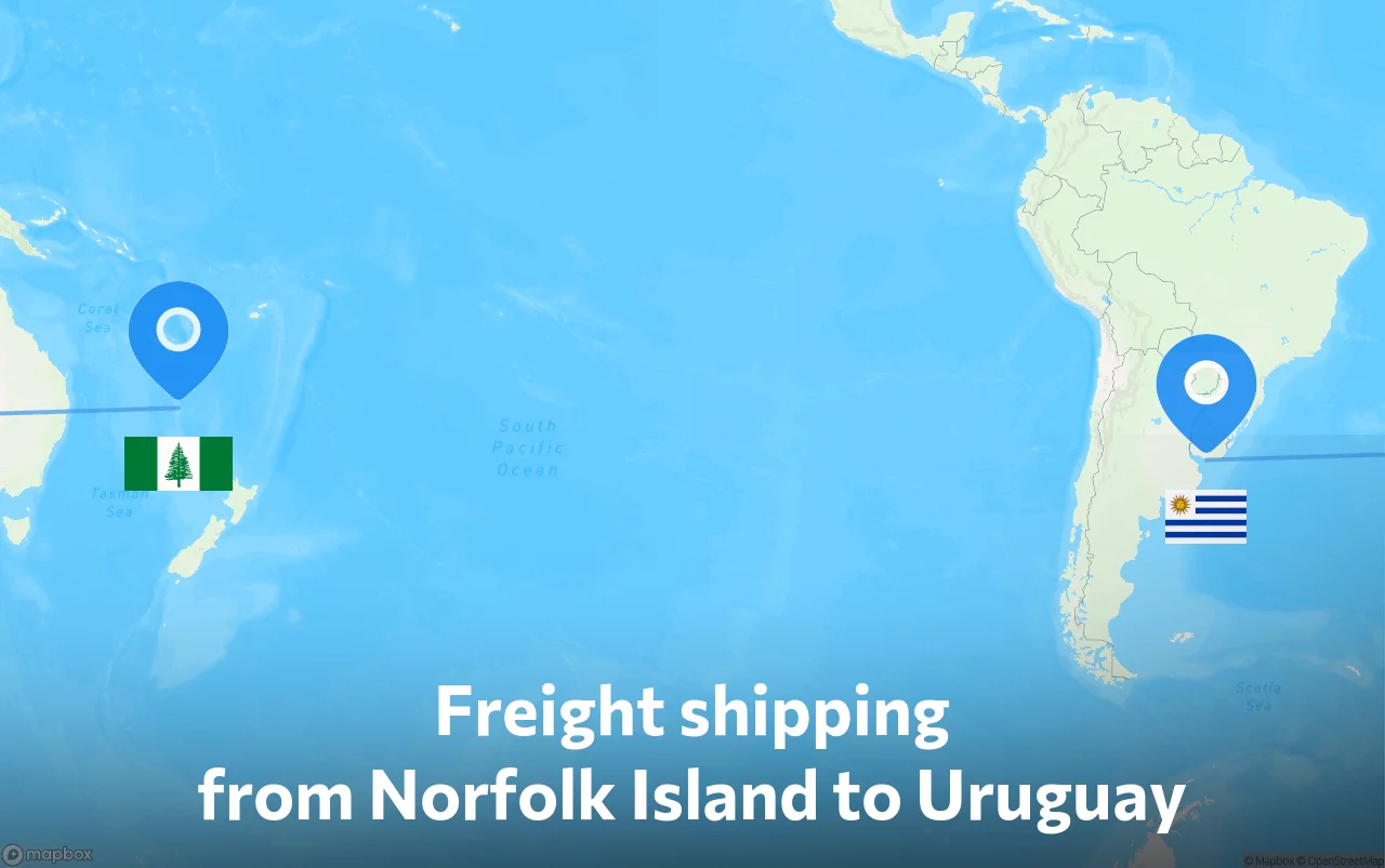Shipping route from Norfolk Island to Uruguay