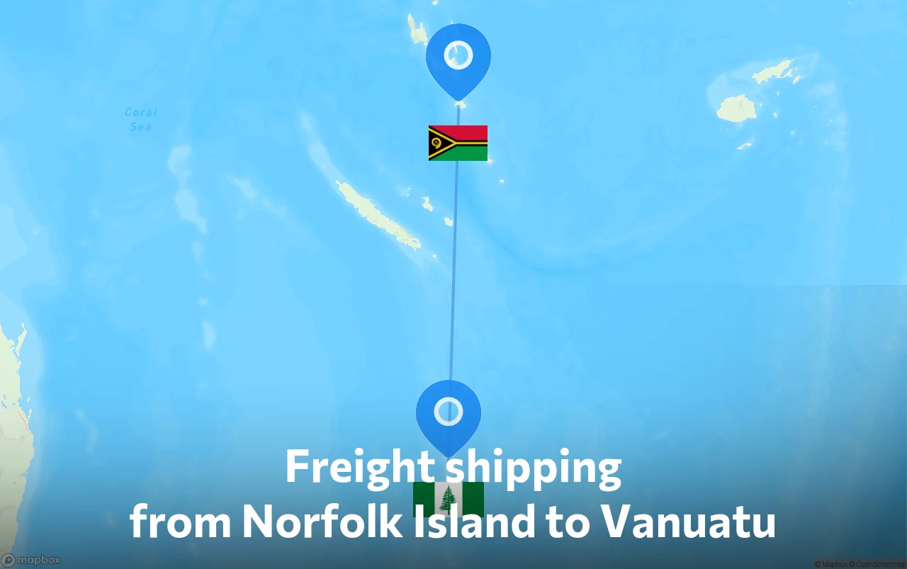 Shipping route from Norfolk Island to Vanuatu