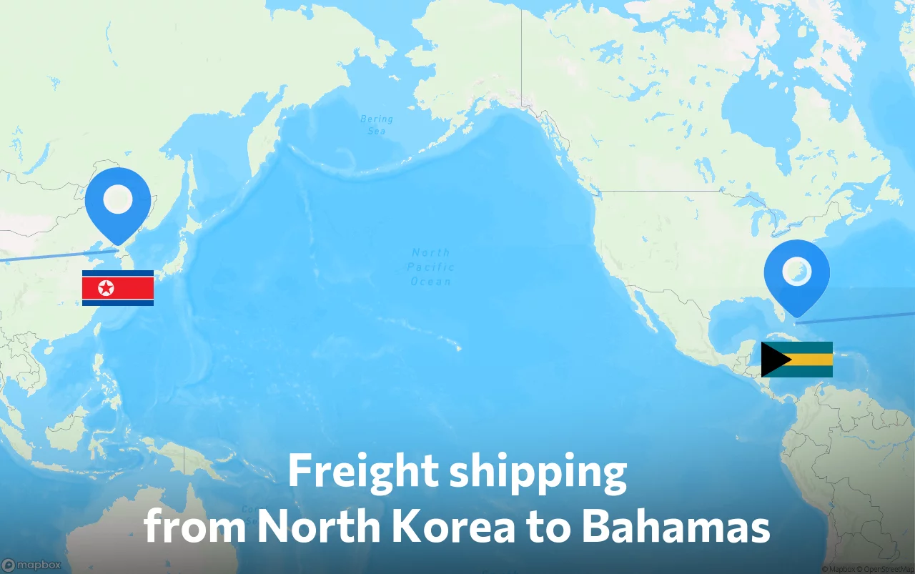Shipping route from North Korea to Bahamas