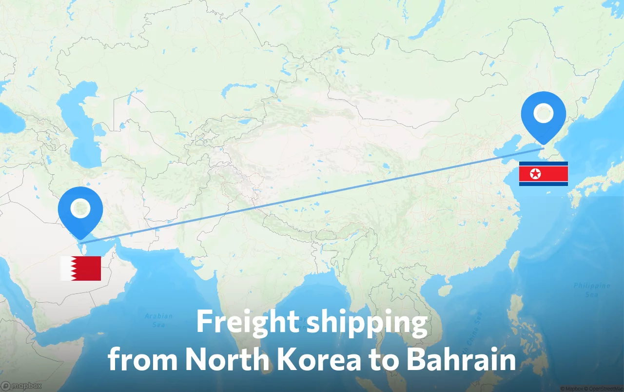 Shipping route from North Korea to Bahrain