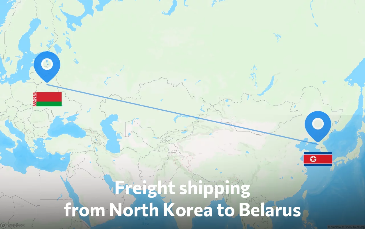 Shipping route from North Korea to Belarus