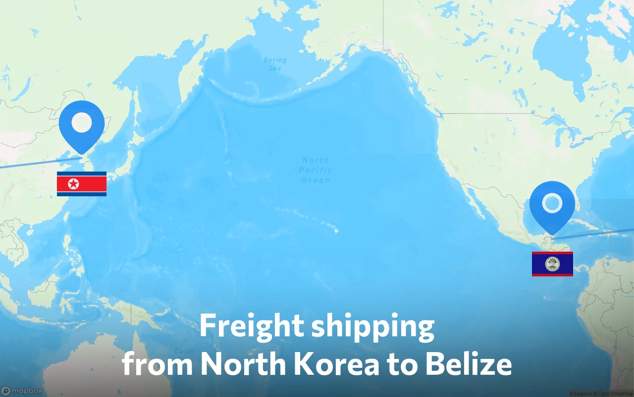 Shipping route from North Korea to Belize