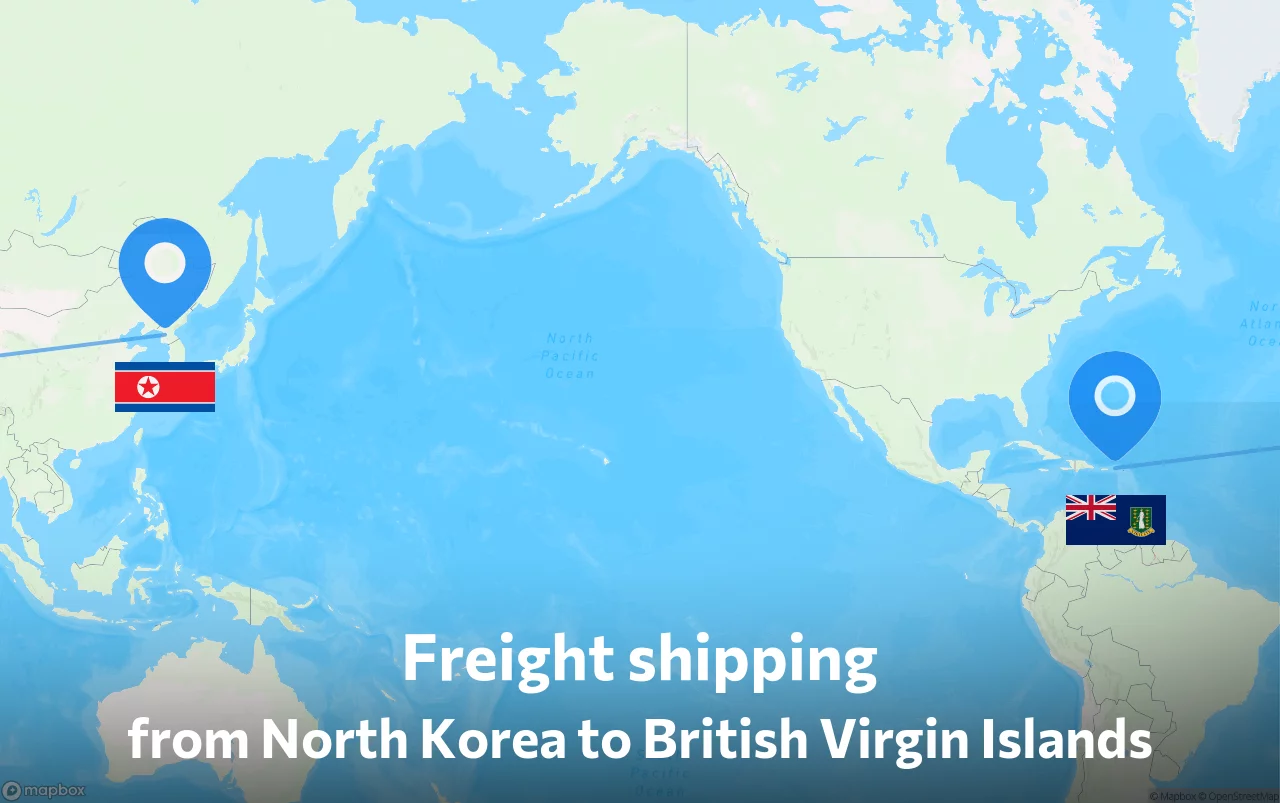 Shipping route from North Korea to British Virgin Islands