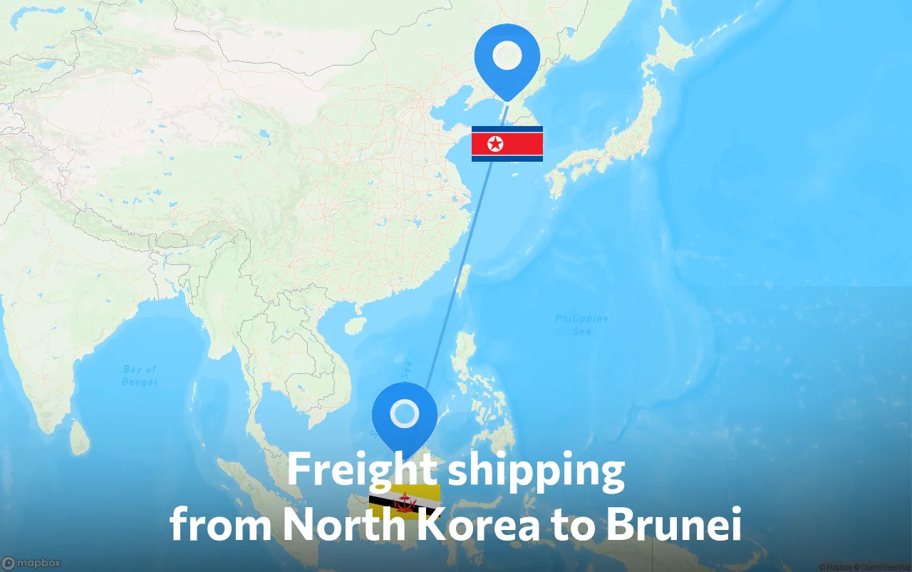 Shipping route from North Korea to Brunei
