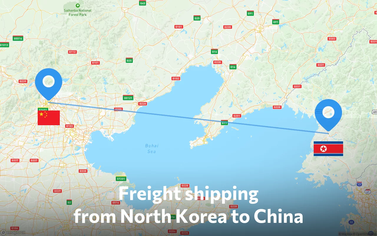 Shipping route from North Korea to China