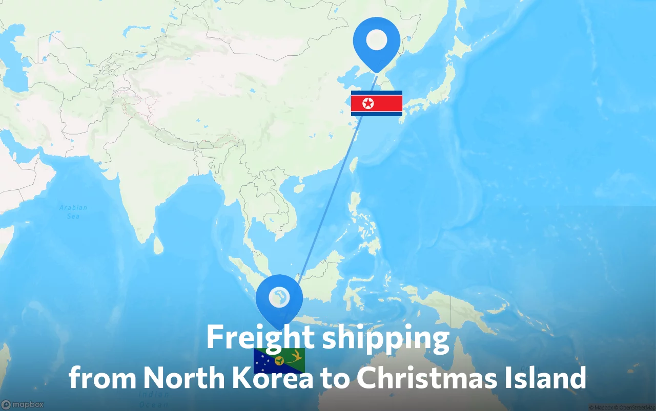 Shipping route from North Korea to Christmas Island