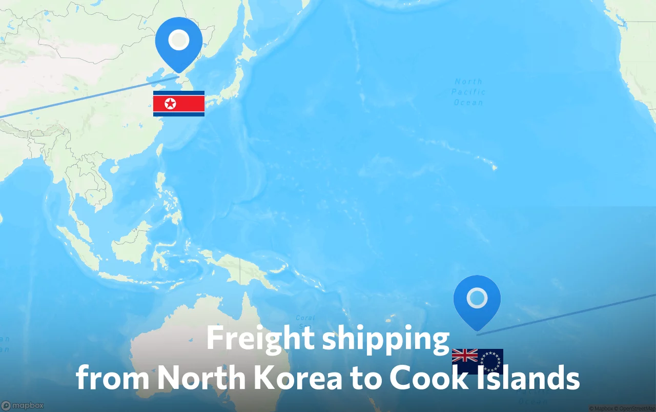 Shipping route from North Korea to Cook Islands