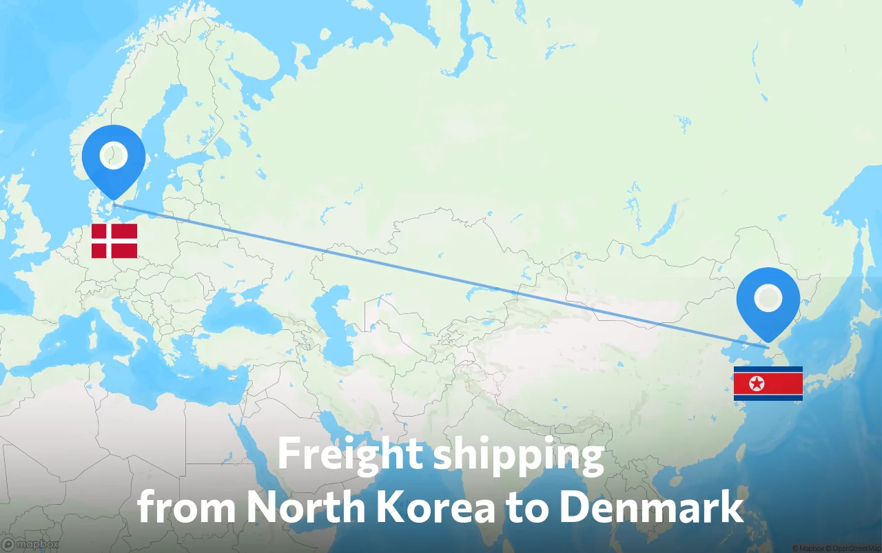 Shipping route from North Korea to Denmark