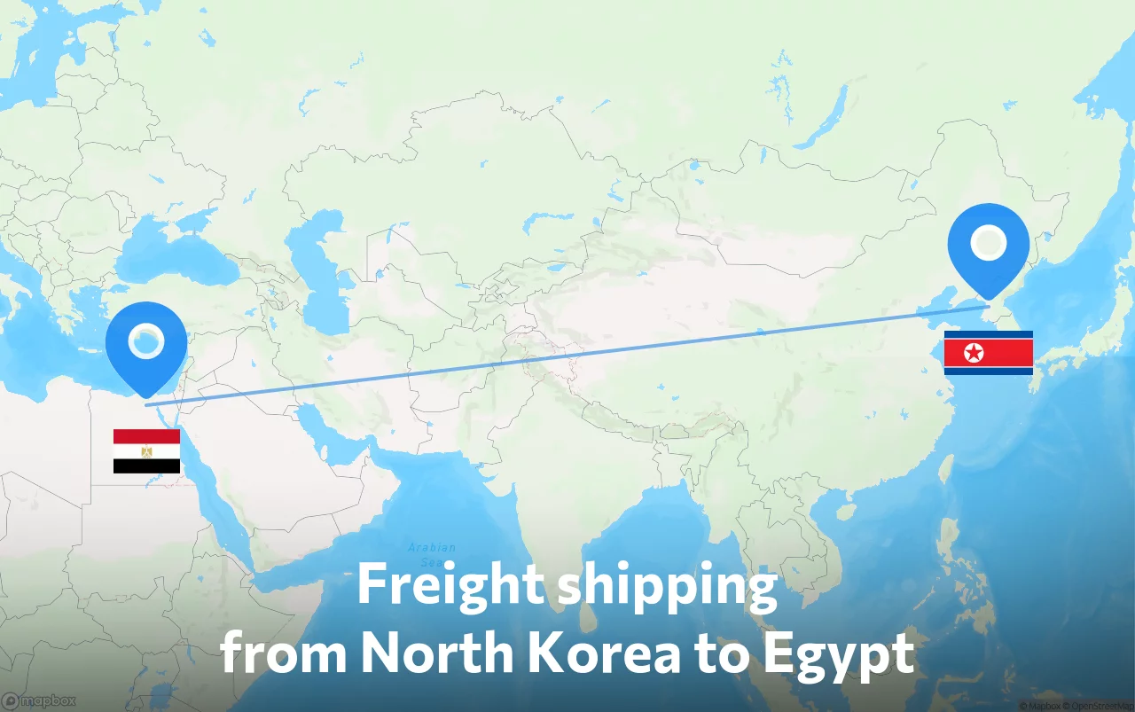 Shipping route from North Korea to Egypt