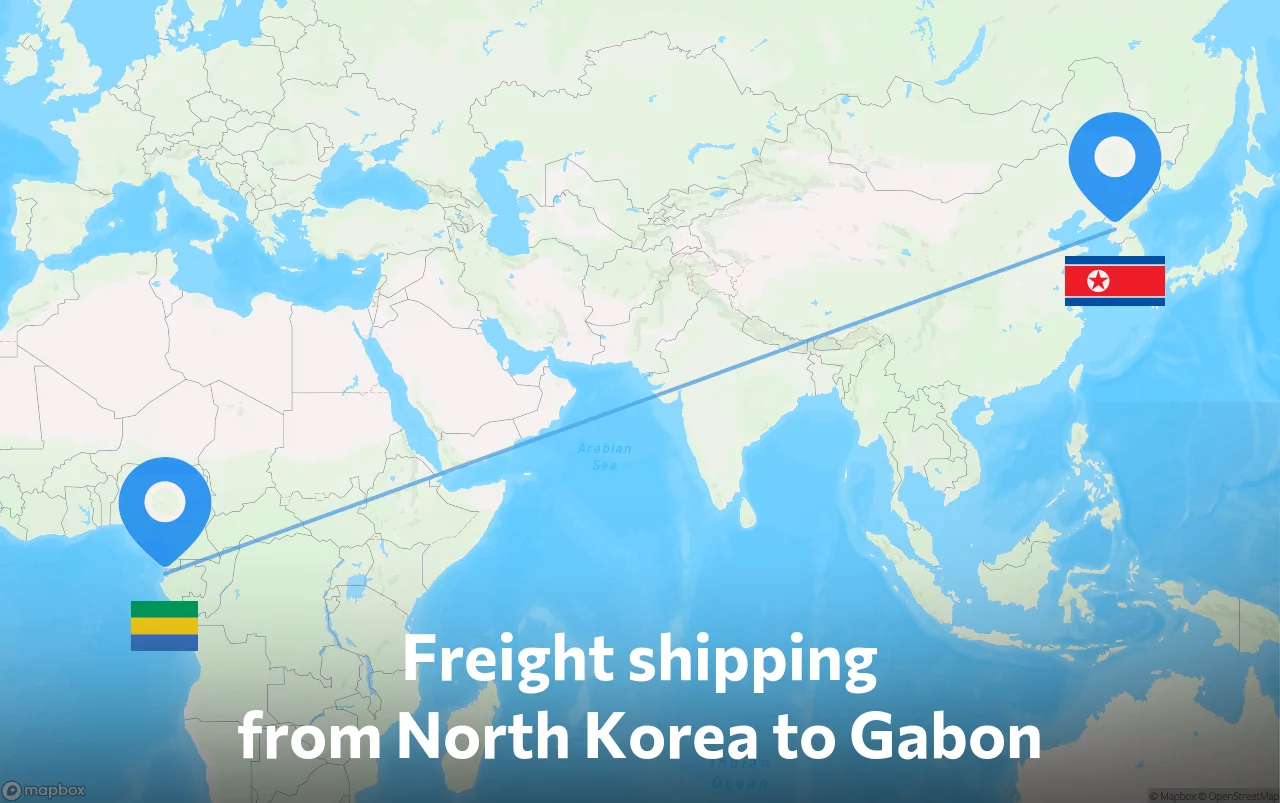 Shipping route from North Korea to Gabon