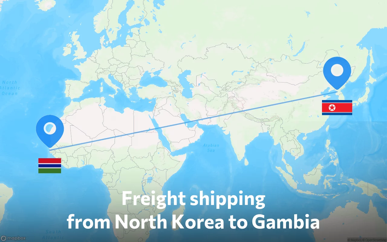 Shipping route from North Korea to Gambia