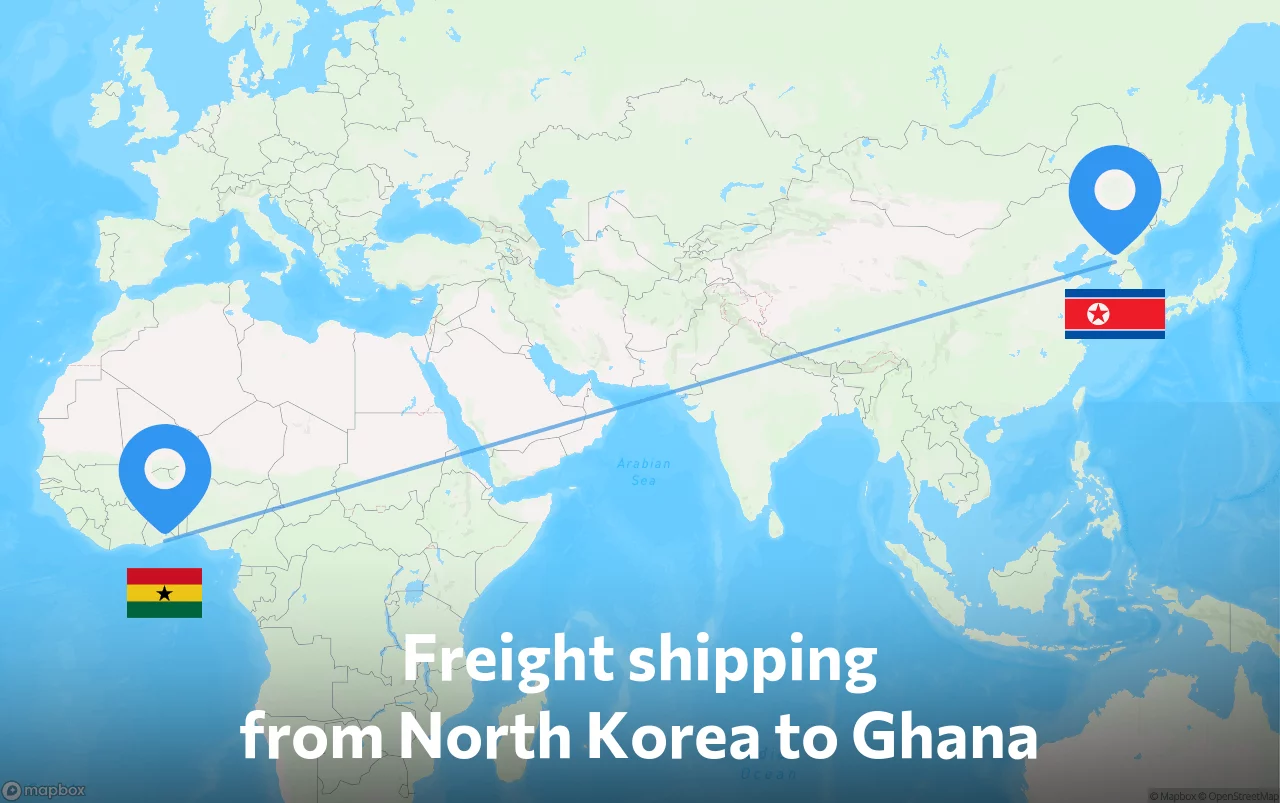 Shipping route from North Korea to Ghana