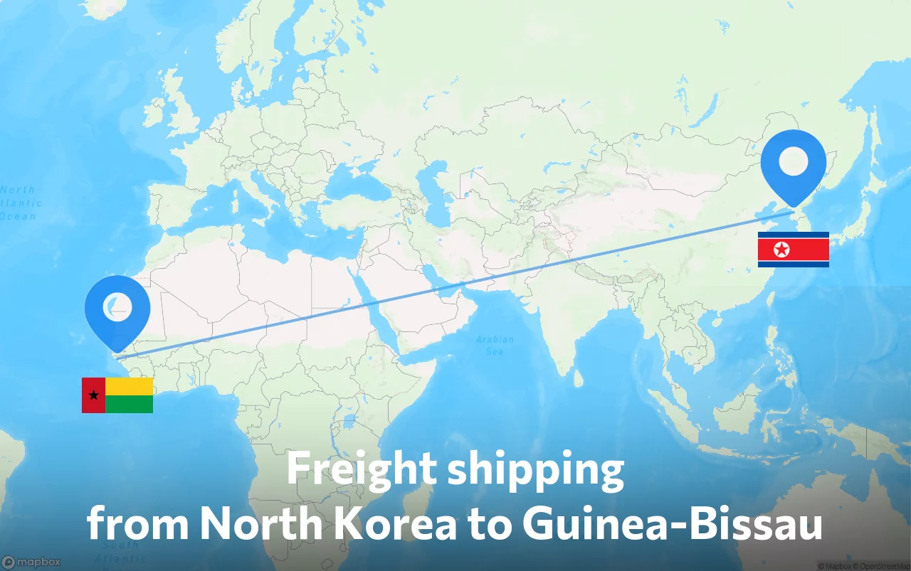 Shipping route from North Korea to Guinea-Bissau