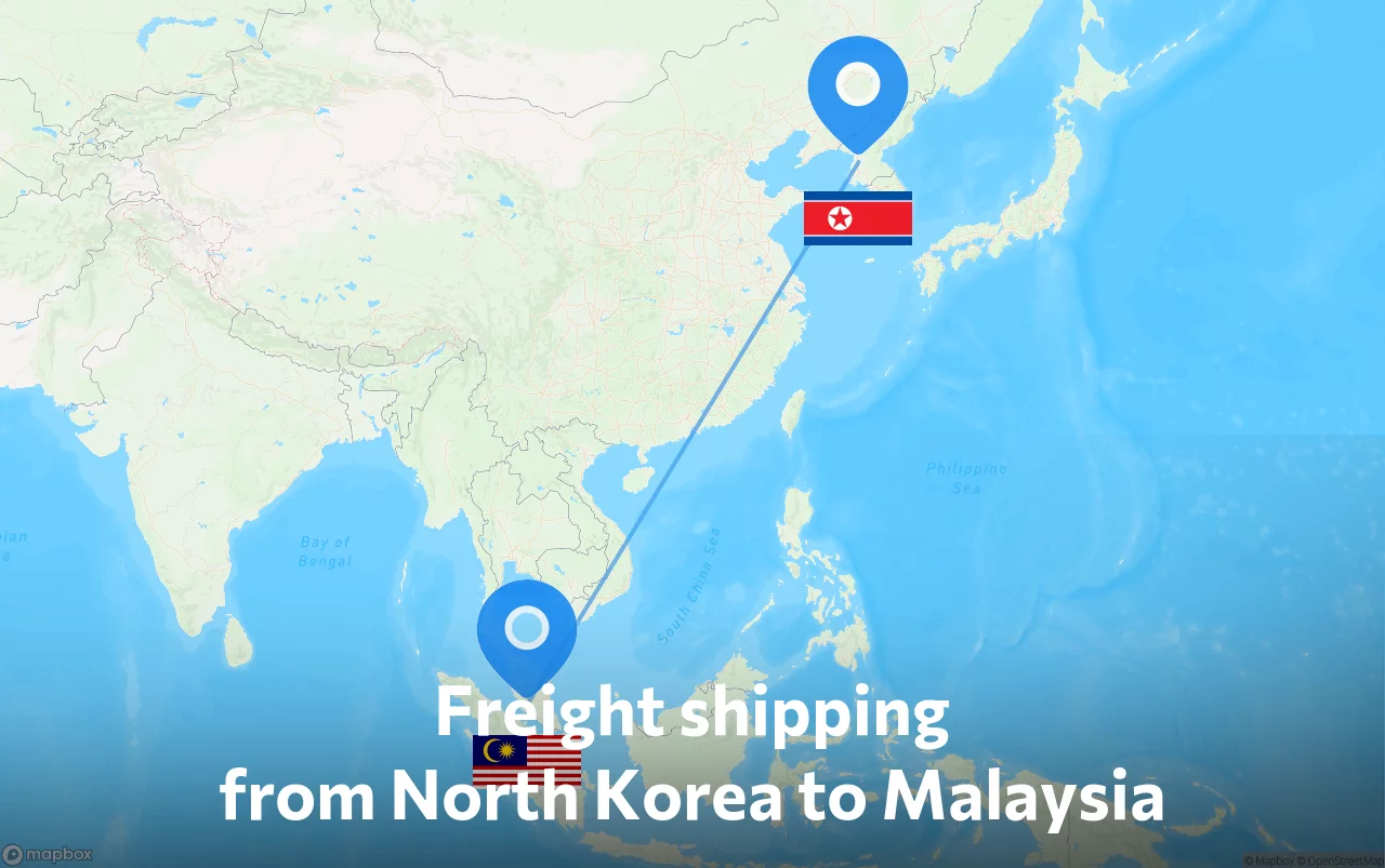 Shipping route from North Korea to Malaysia