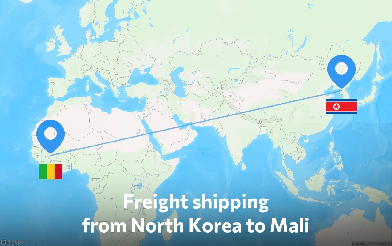 Shipping route from North Korea to Mali