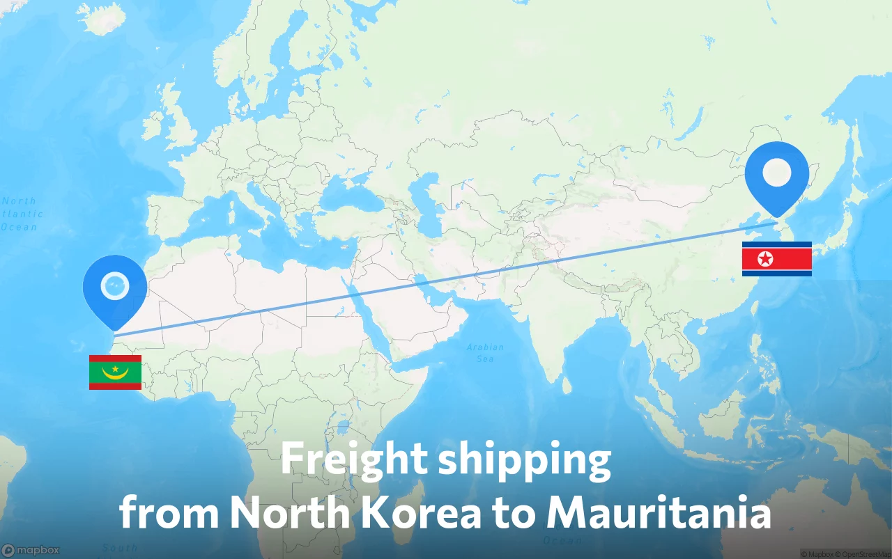 Shipping route from North Korea to Mauritania