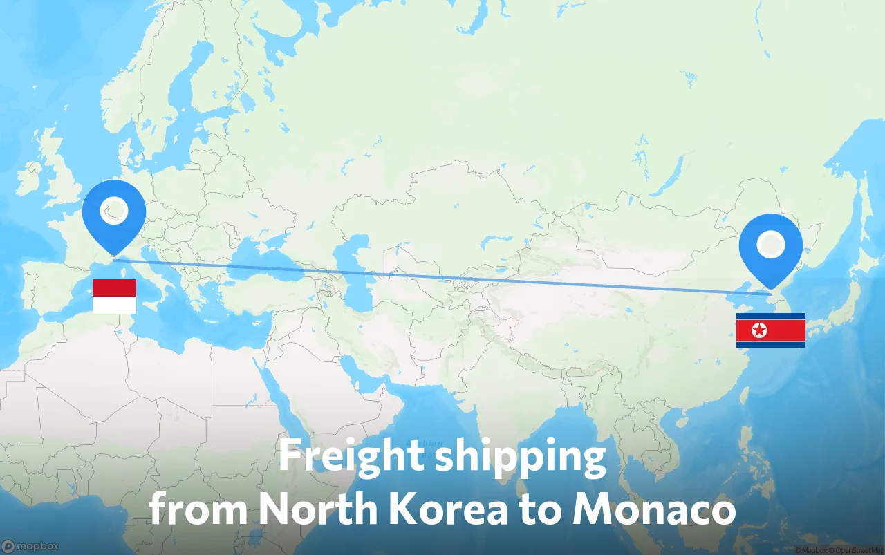 Shipping route from North Korea to Monaco