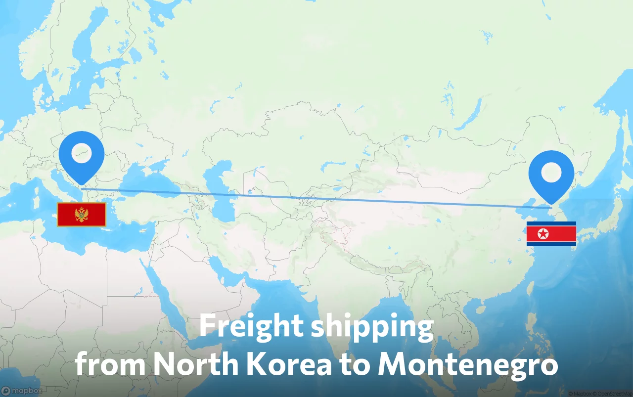 Shipping route from North Korea to Montenegro