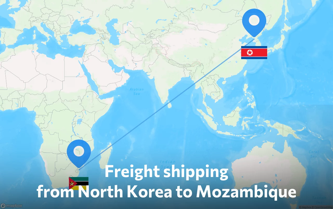 Shipping route from North Korea to Mozambique