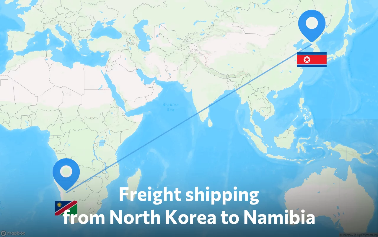 Shipping route from North Korea to Namibia