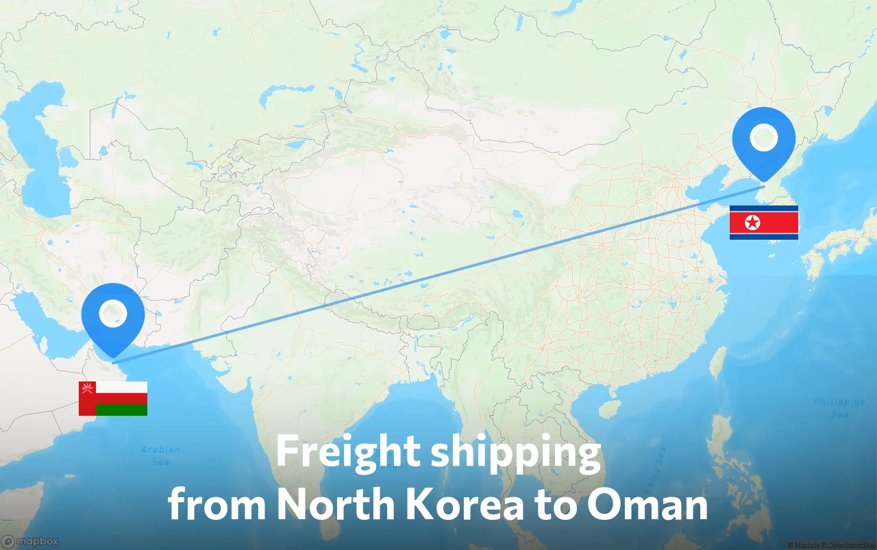 Shipping route from North Korea to Oman