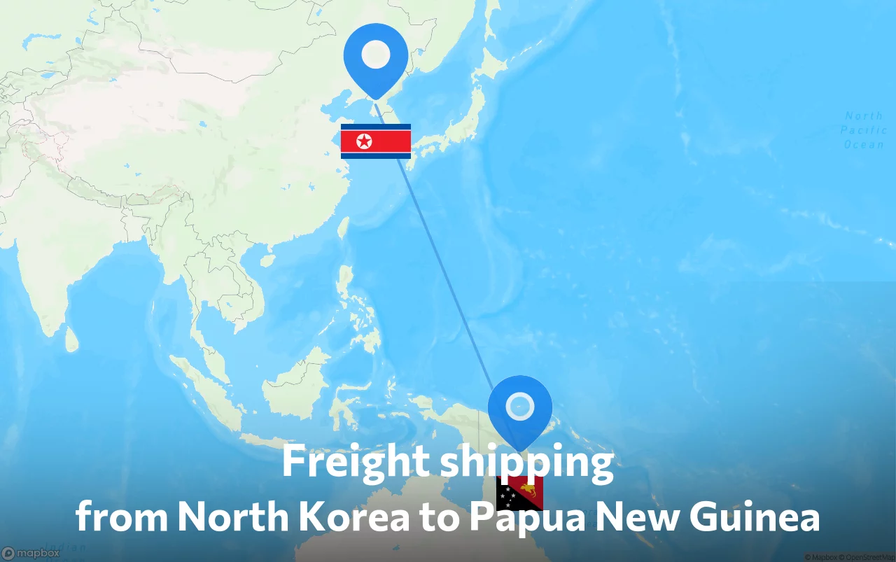Shipping route from North Korea to Papua New Guinea
