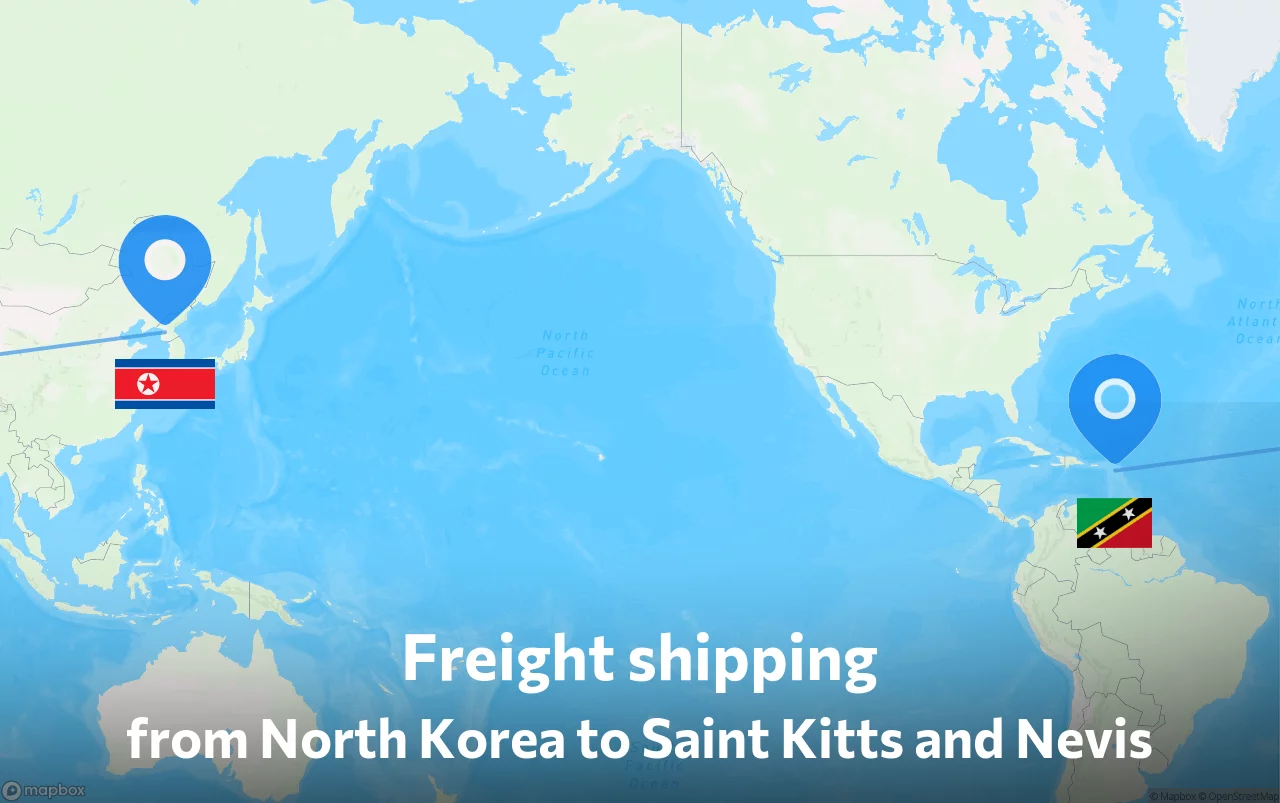 Shipping route from North Korea to Saint Kitts and Nevis