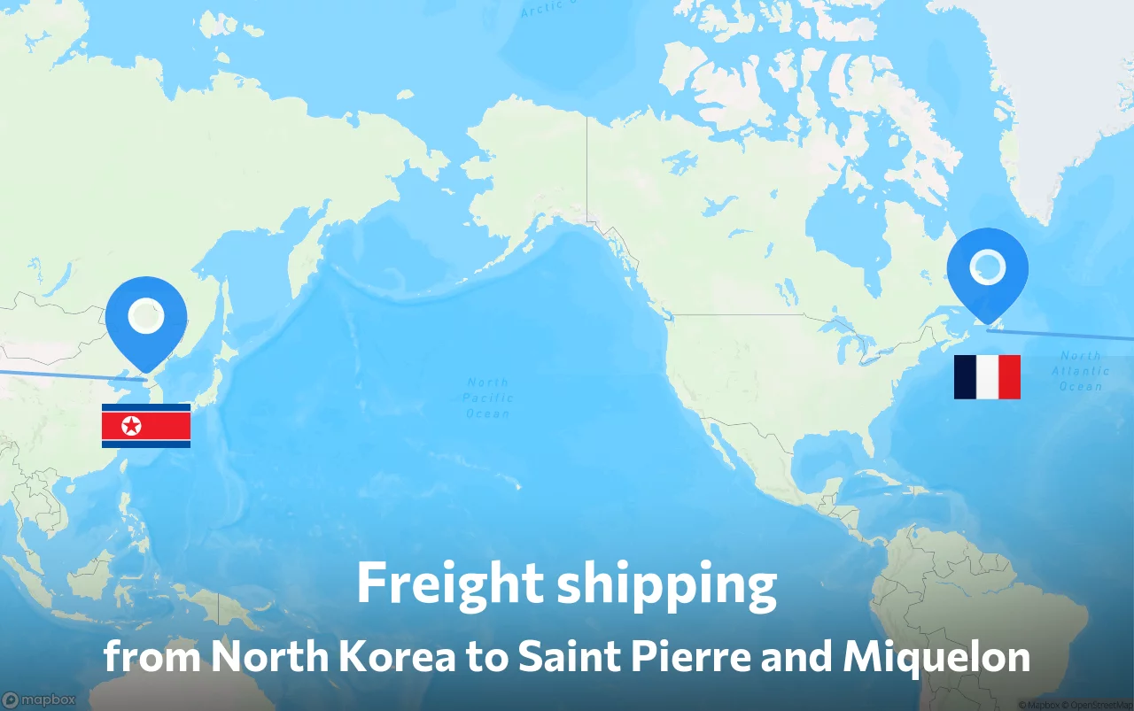 Shipping route from North Korea to Saint Pierre and Miquelon
