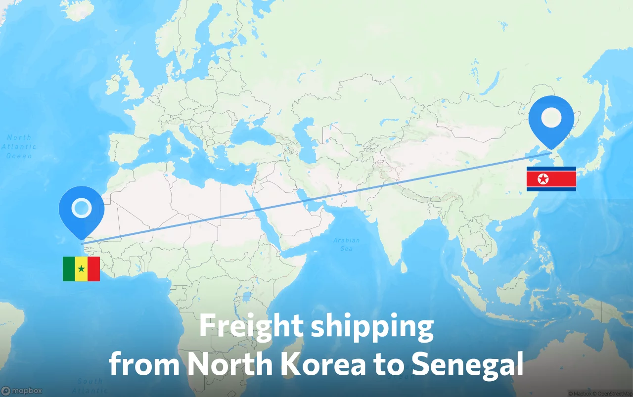 Shipping route from North Korea to Senegal