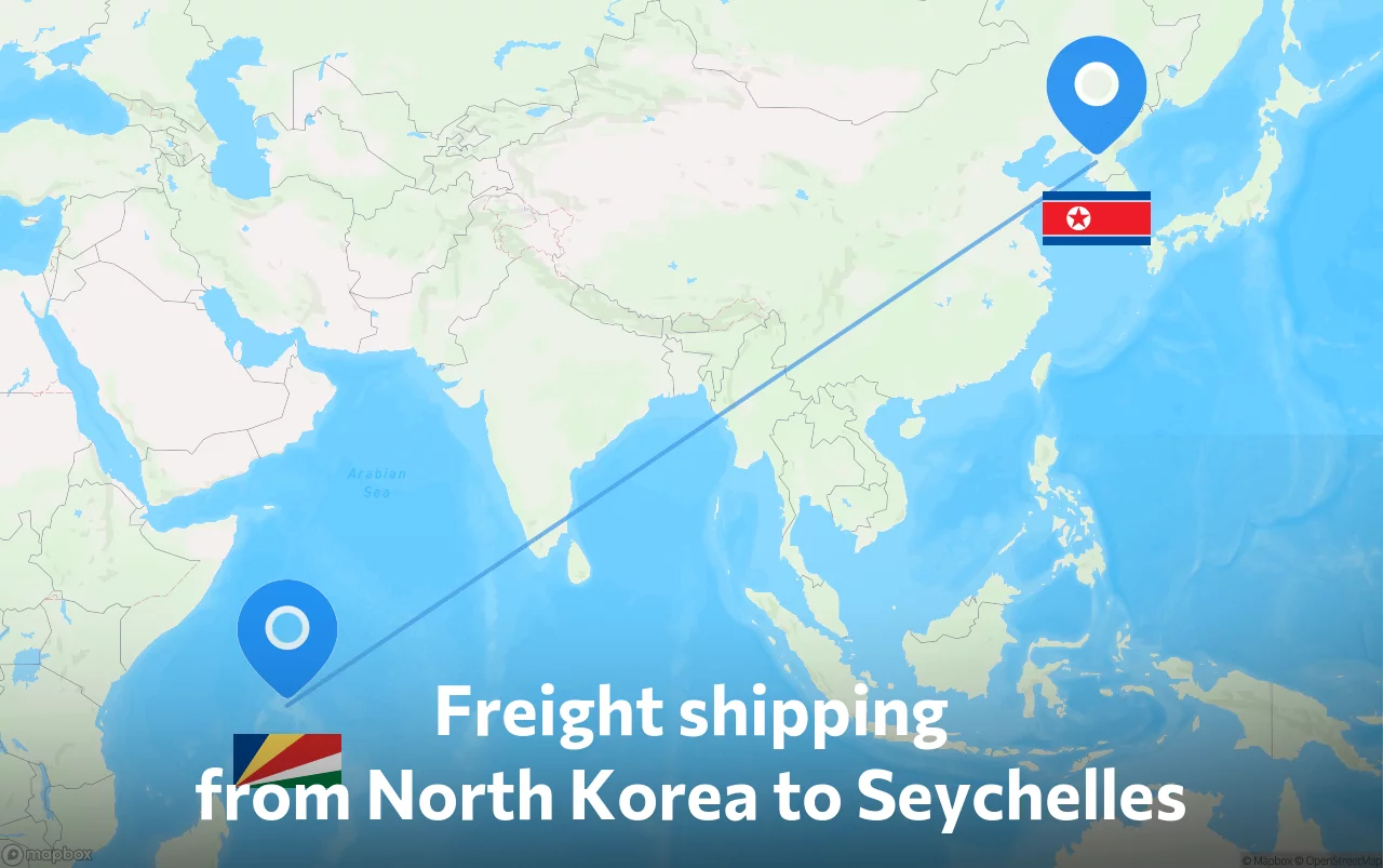 Shipping route from North Korea to Seychelles
