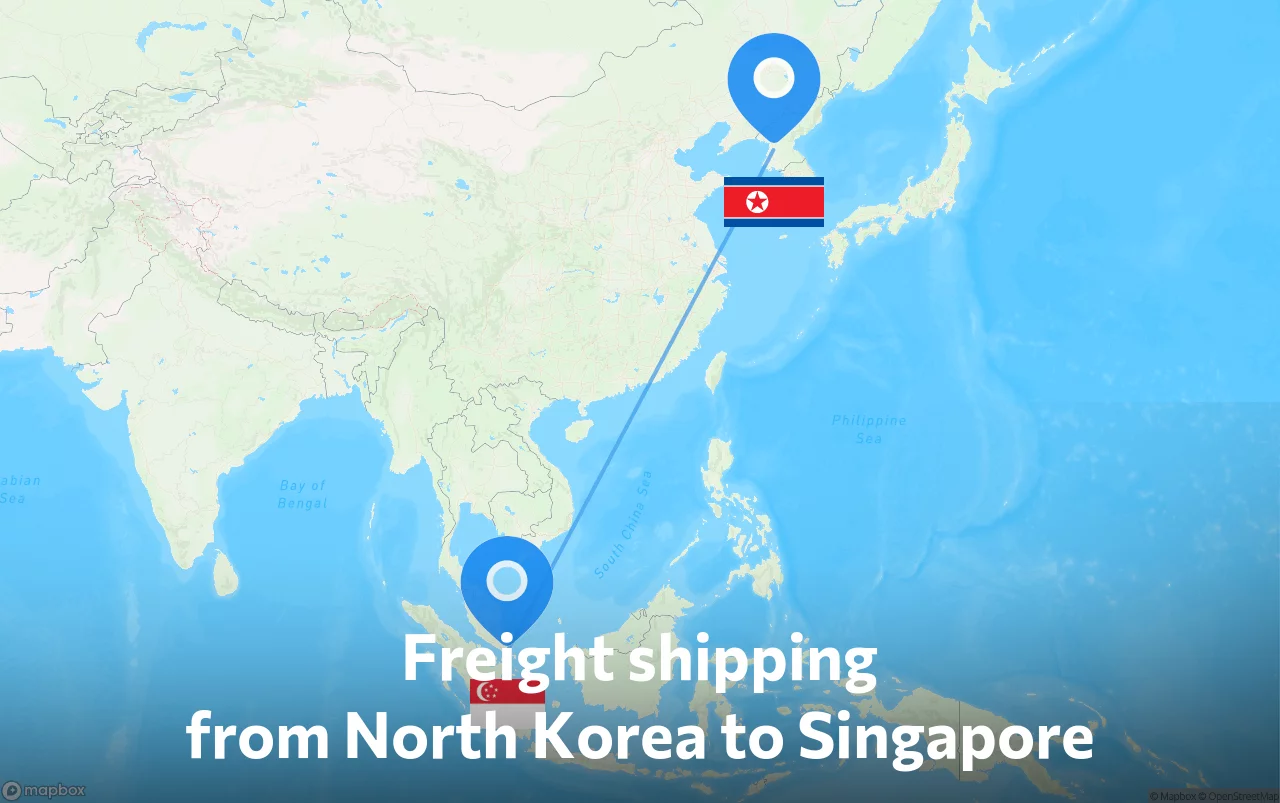 Shipping route from North Korea to Singapore