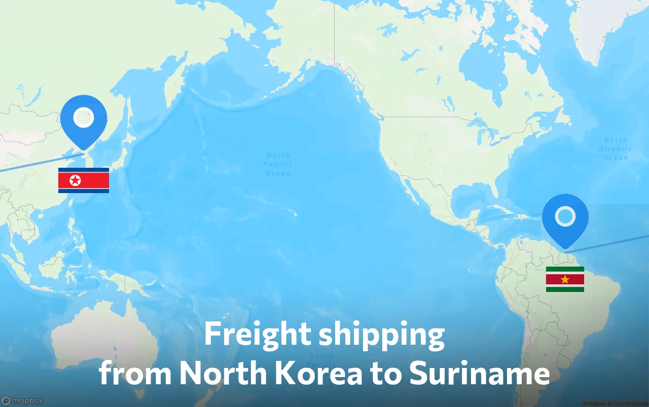 Shipping route from North Korea to Suriname