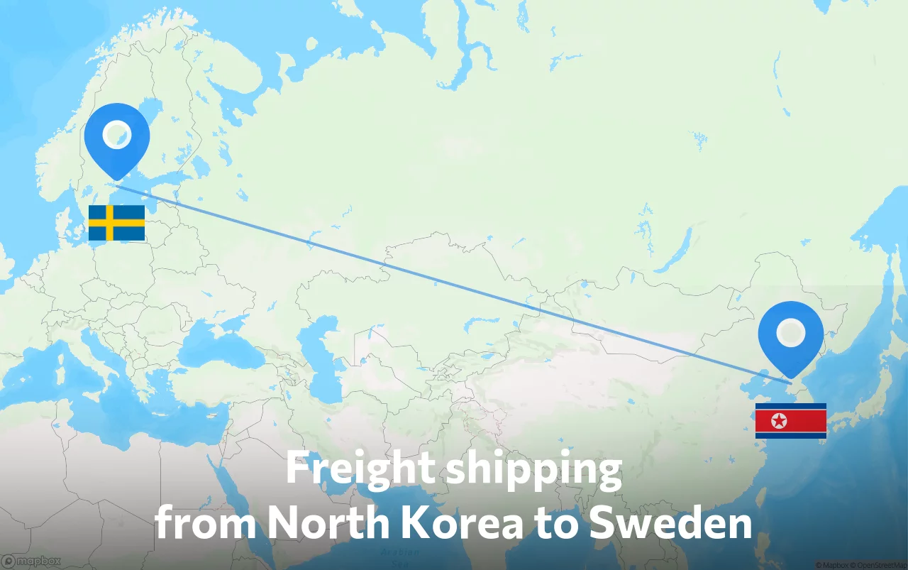 Shipping route from North Korea to Sweden