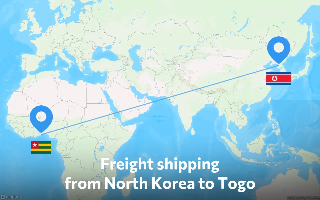 Shipping route from North Korea to Togo