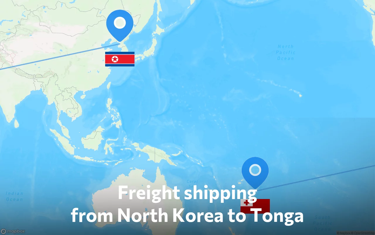 Shipping route from North Korea to Tonga