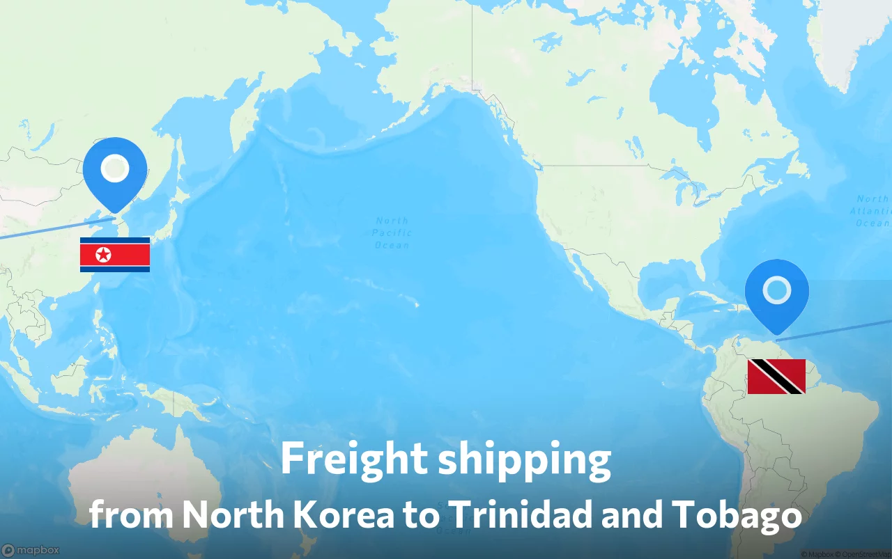 Shipping route from North Korea to Trinidad and Tobago