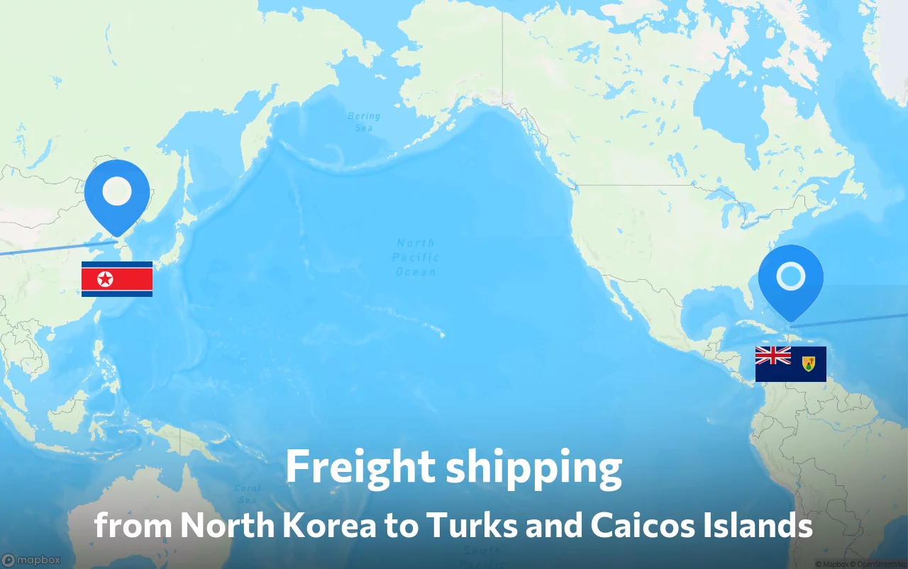 Shipping route from North Korea to Turks and Caicos Islands