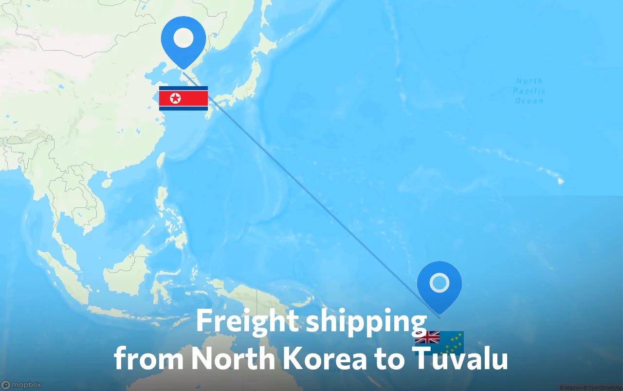 Shipping route from North Korea to Tuvalu
