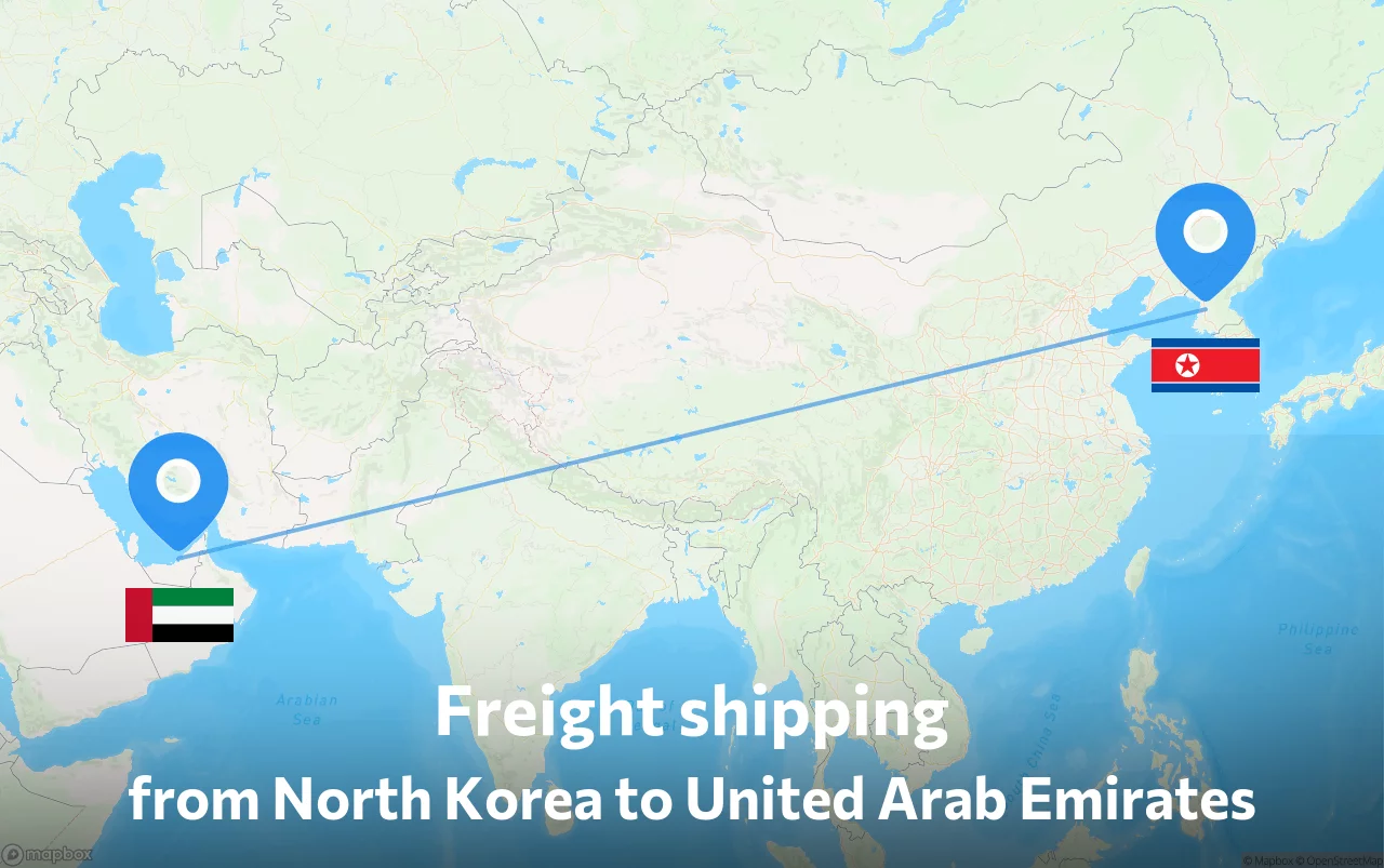 Shipping route from North Korea to United Arab Emirates