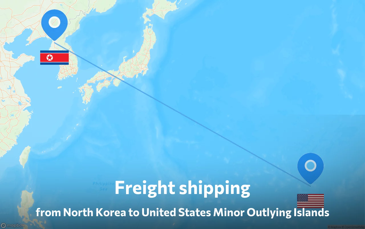 Shipping route from North Korea to United States Minor Outlying Islands