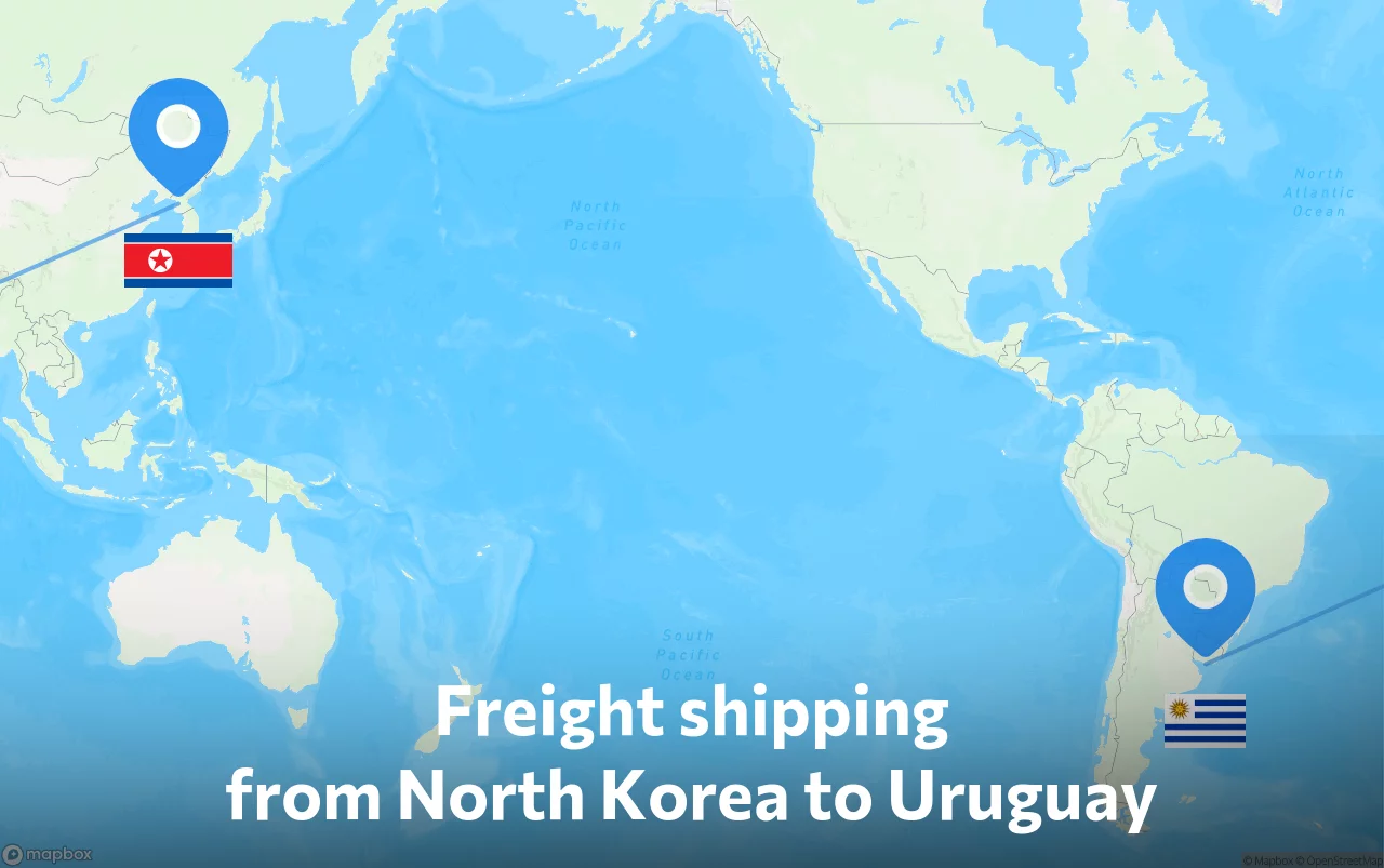 Shipping route from North Korea to Uruguay