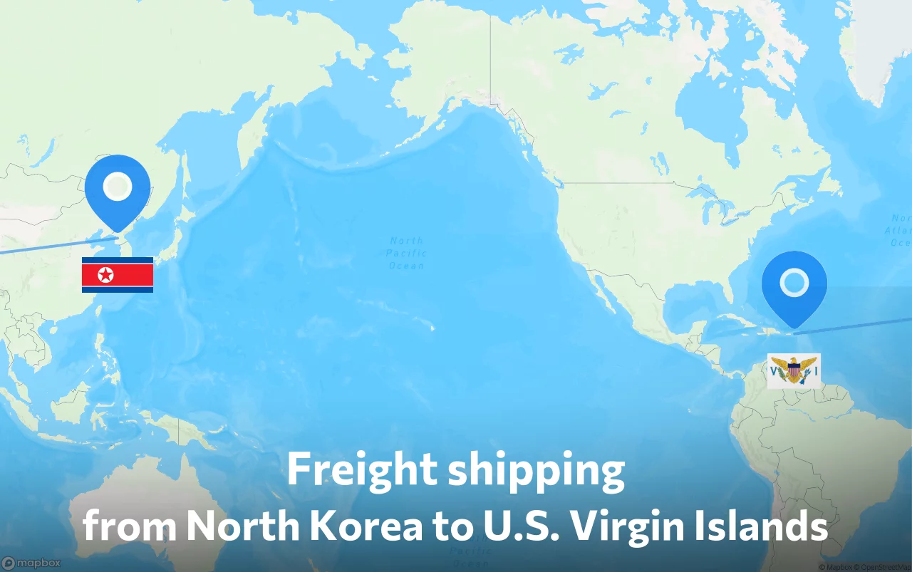 Shipping route from North Korea to U.S. Virgin Islands