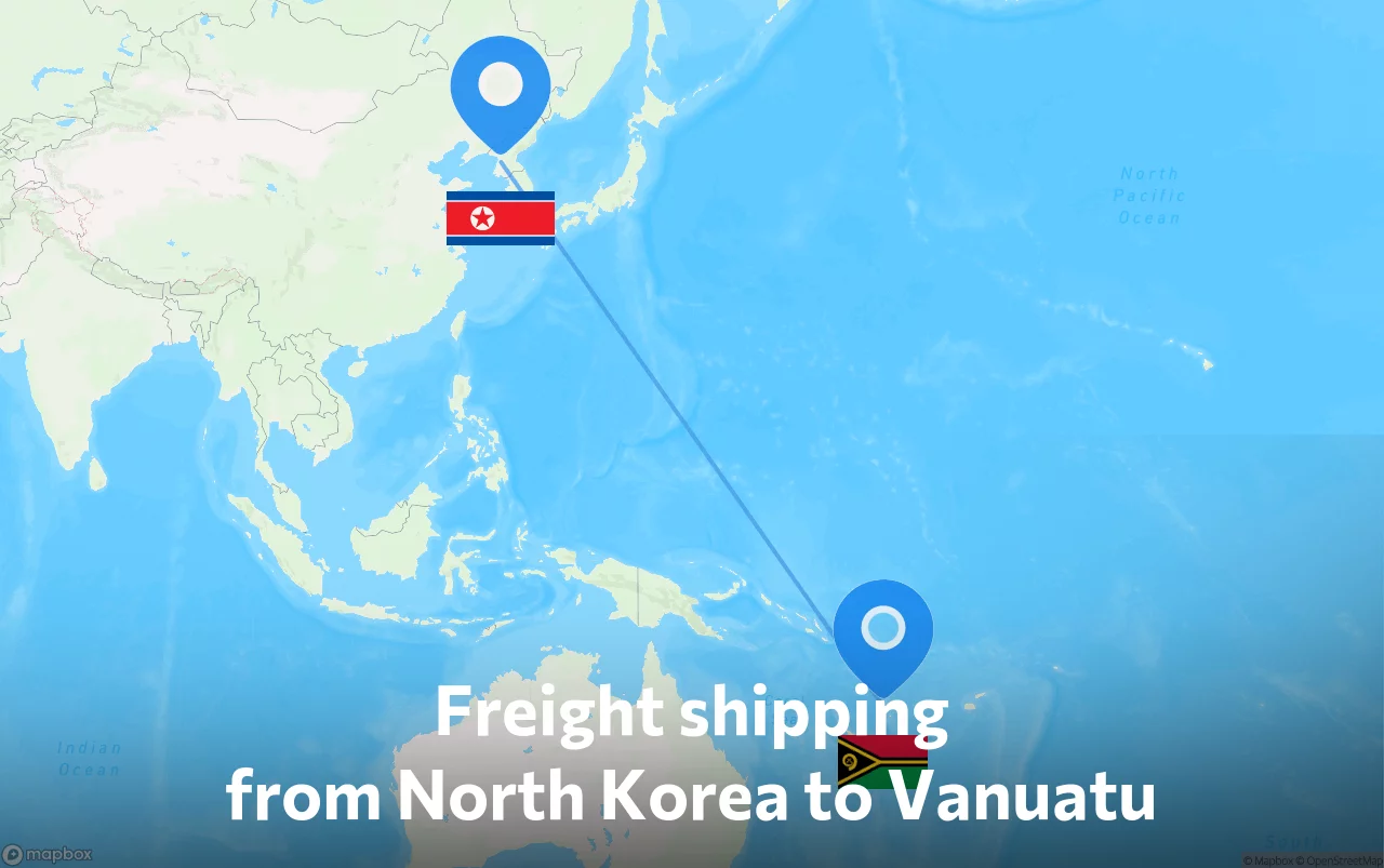 Shipping route from North Korea to Vanuatu
