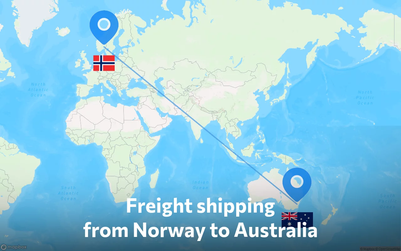 Shipping route from Norway to Australia