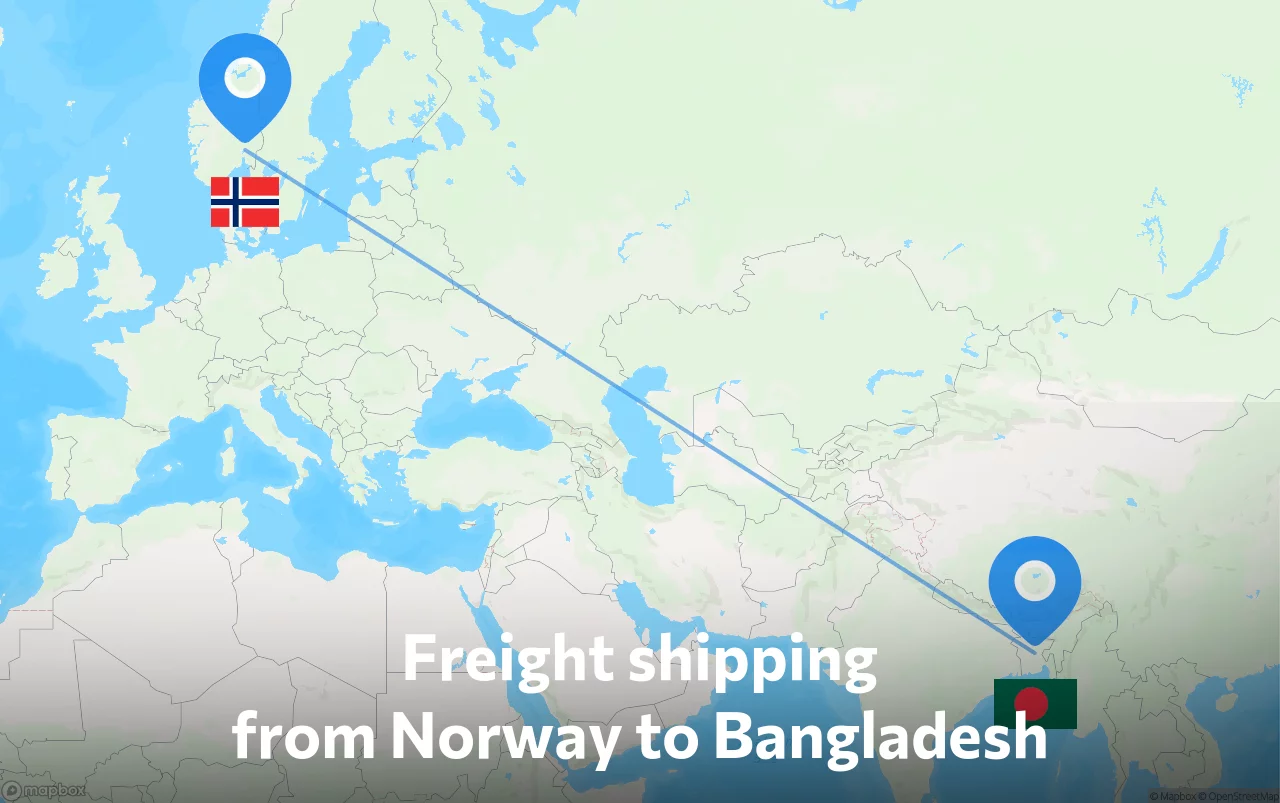 Shipping route from Norway to Bangladesh