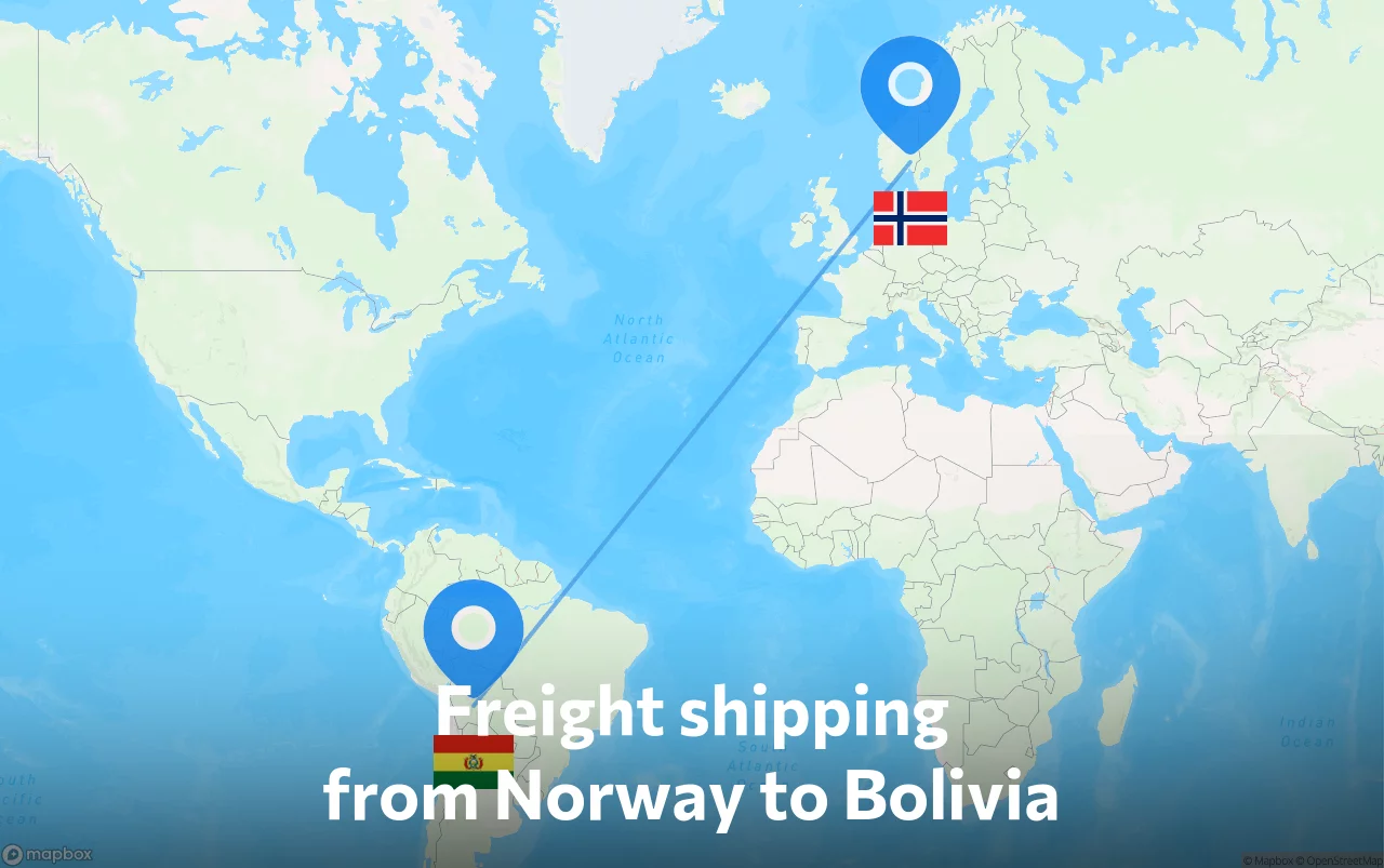 Shipping route from Norway to Bolivia